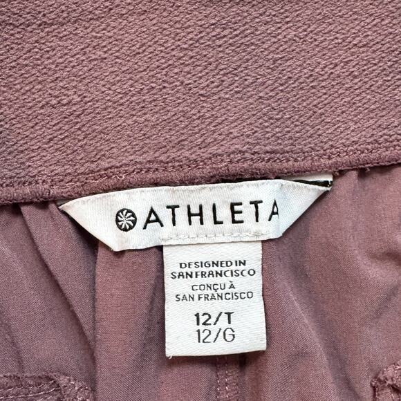 Athleta Brooklyn Heights High Rise Pleated Wide Leg Pant Purple Mauve -Size 12 - Picture 10 of 12